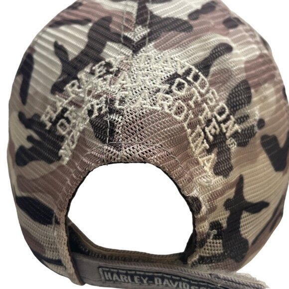 Harley Davidson Charlotte NC Gray Trucker Hat with Cammo Pattern One-Size - Picture 5 of 10
